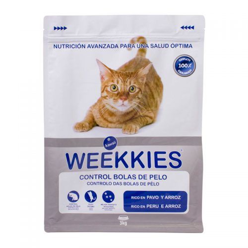 Bolsa de ocultación weekies con estampado de comida para gatos.