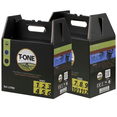 T-One Nutrients Fertilizante Progresivo Pack Fases 1-12 Bag in Box 1L